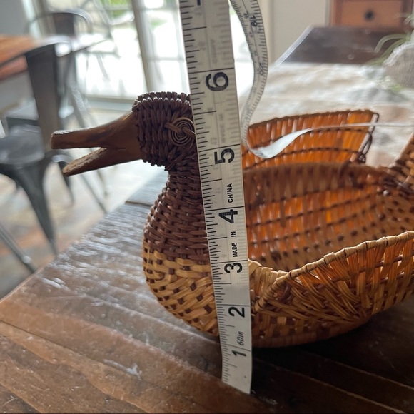 Vintage Wicker Brown Rattan Woven Duck Basket Planter Trinket BOHO 🪴Vibes - Picture 8 of 10